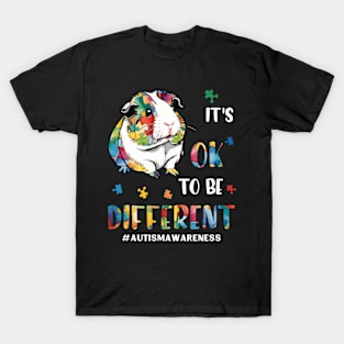 Autism Awareness Cute Guinea Pig It's Ok To Be Different T-Shirt